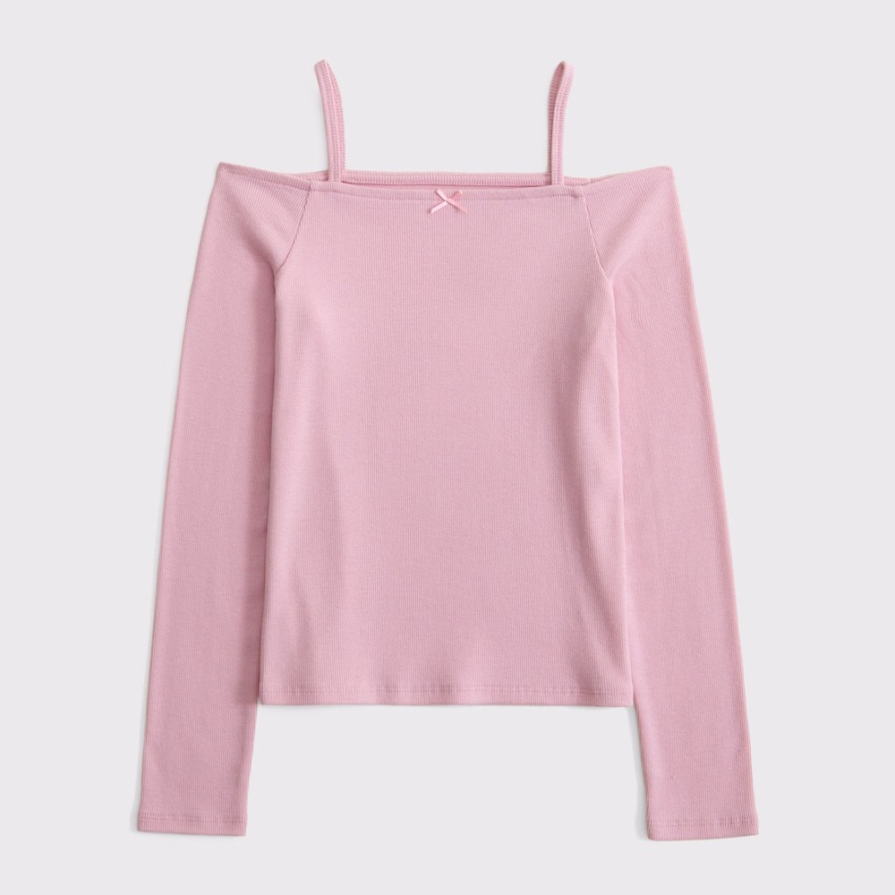 Abercrombie Kids Off the Shoulder Pink Long Sleeve Top